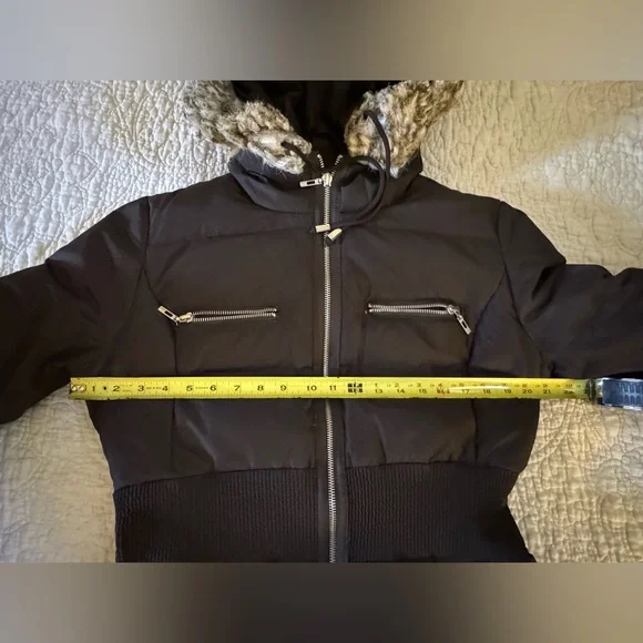 Mango Quilted Long Coat, Chocolate Brown, Size L - Picture 8 of 17